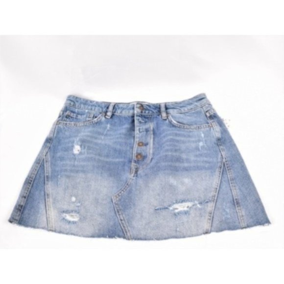 Free People Denim A-Line Skirt, Navy, Size 28 - Picture 5 of 6